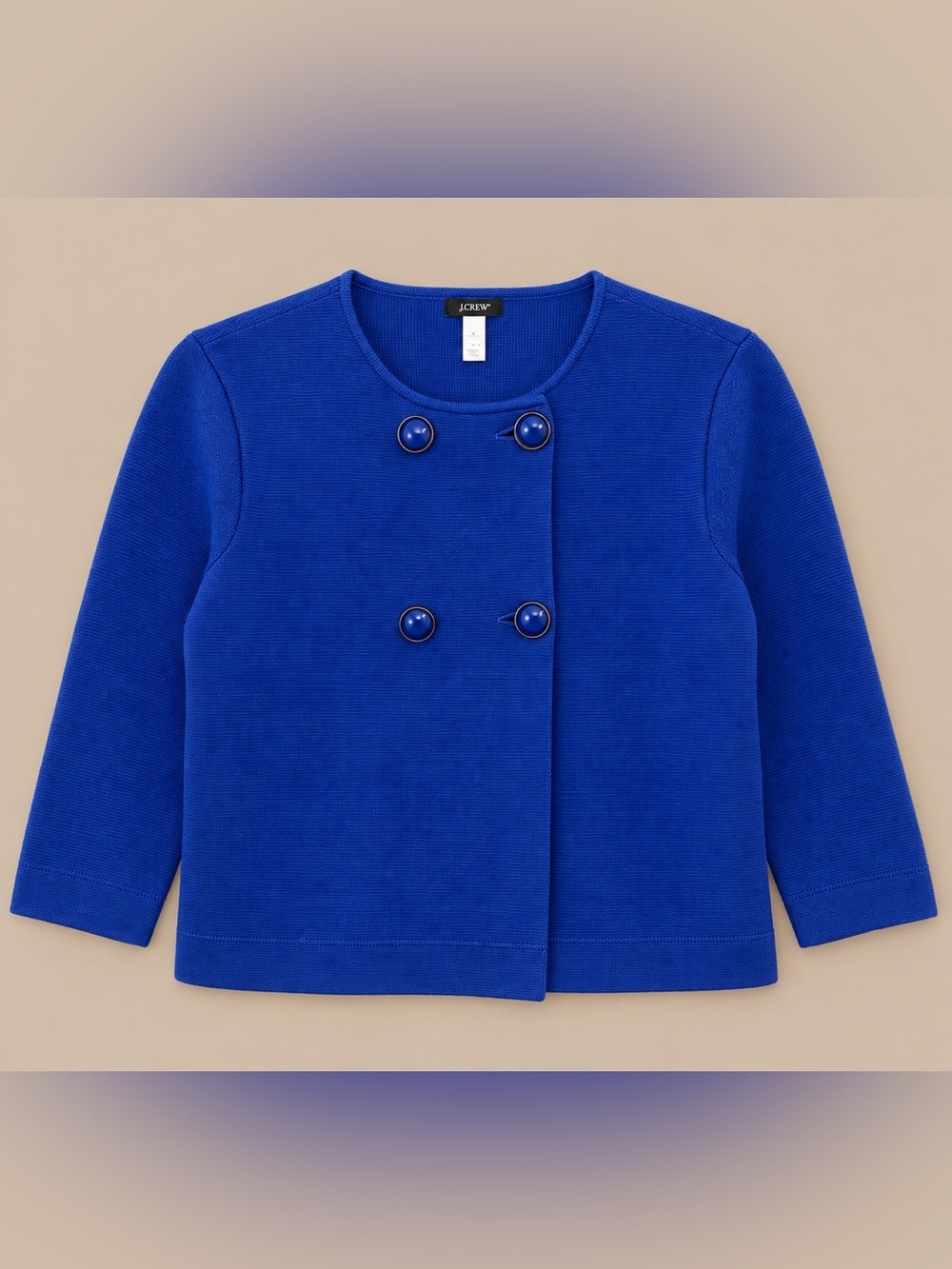 J.Crew Cobalt Blue Double Breasted Knit Lady Jacket Cardigan Size M